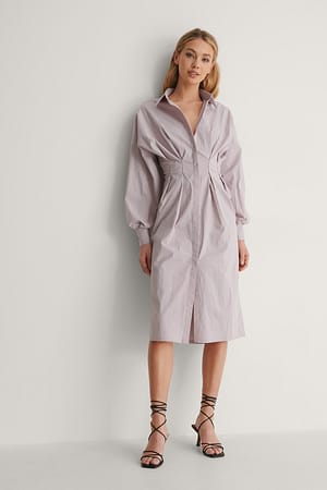Purple Gathered Waist Dress