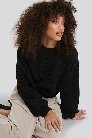 Black Gathered Waist Structured Sweat