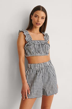 Black Check Gingham Checked Shorts
