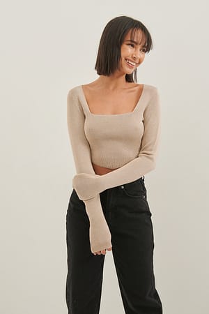Feather grey Beskåret strikket topp