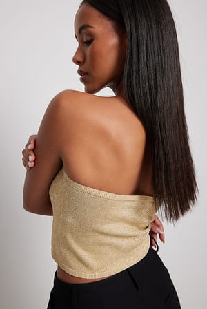 Gold Gebreide tube top met glitter