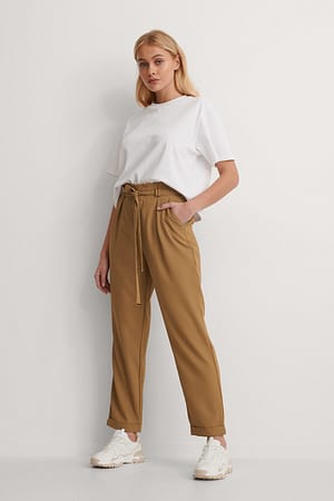 Dark Beige Gold Detail Pants