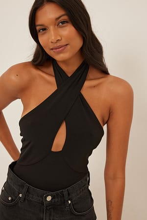 Black Halter bodysuit
