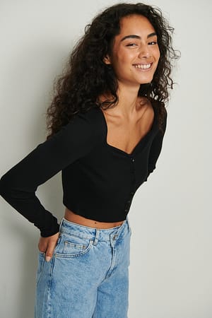 Black Heart Neckline Cropped Cardigan