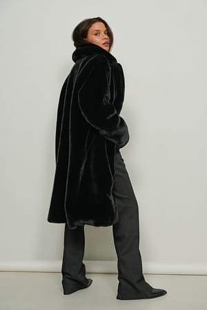 Black Faux Fur Coat