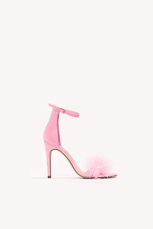 Pink High Heel Fur Sandalett