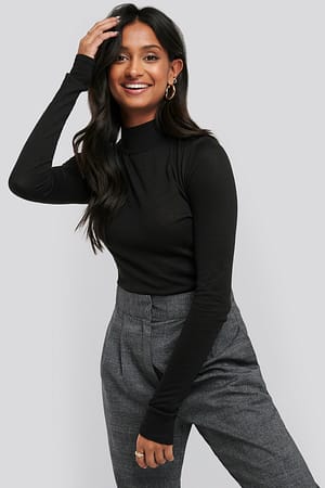 Black High Neck Light Knit Sweater