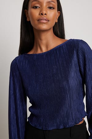 Navy Geplooide top