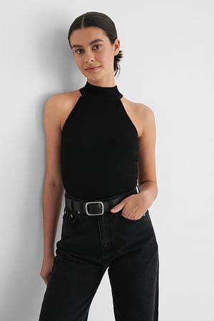 Black High Neck Tank Top