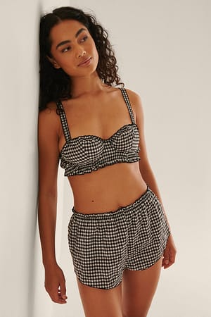 Black/White Check Rutiga Boxershorts Med Hög Midja