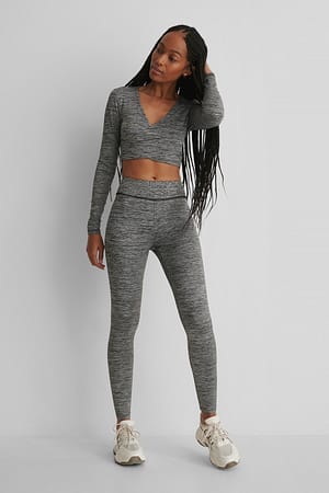 Grey Melange Highwaist Sporty Tights