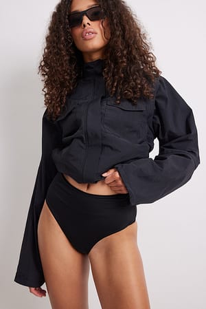 Black Bikini-Slip mit hoher Taille
