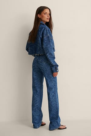 Blue Print Ekologiska denimbyxor med hög midja och vida ben