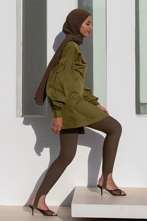 Dark Brown Stirrup Detail Leggings