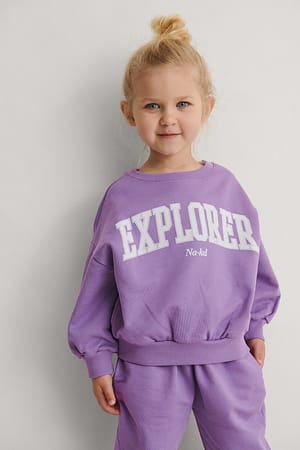 Purple Rund hals med trykk