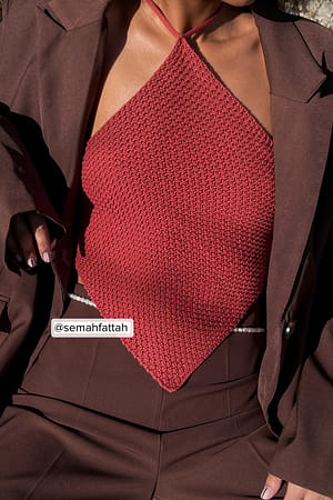 Brick Red Haut dos nu en tricot