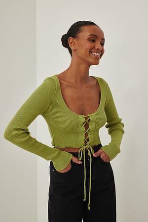 Green Stricktop mit Spitze