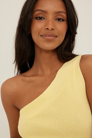 Light Yellow Knitted One Shoulder Top