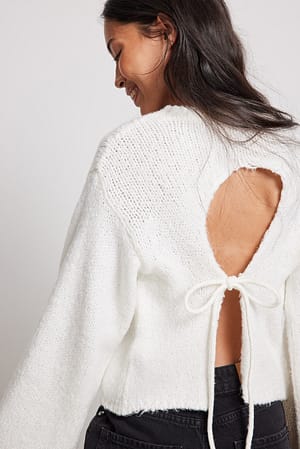 Offwhite Gebreide trui met open rug