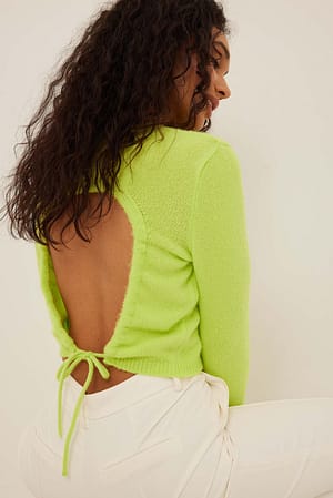 Lime Strickpullover mit Rückenausschnitt