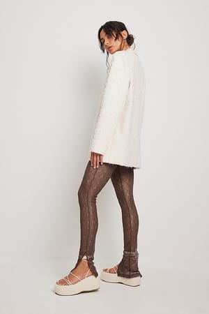 Brown Leggings med spets och slitsdetalj