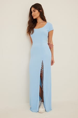 Dusty Blue Recyceltes Maxikleid