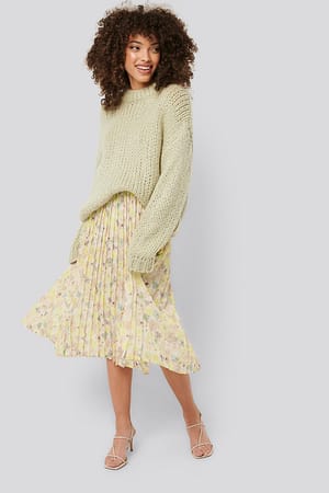 Floral Print Layered Pleated Skirt