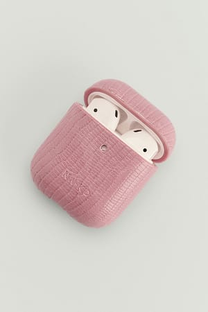 Rose Étui pour AirPods effet cuir