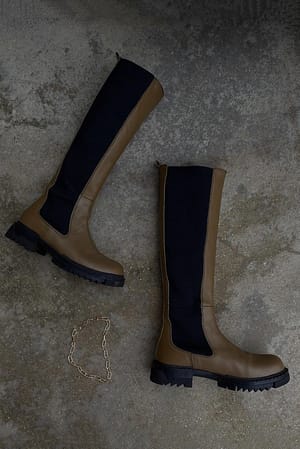 Burnt Olive Leather Profile Shaft Boots