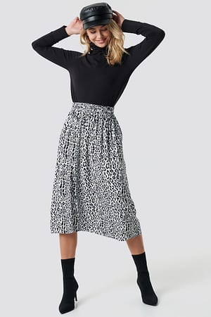 Leo White Leopard Midi Skirt