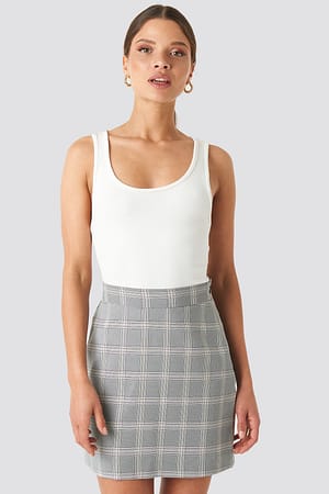 Light Blue Light Checkered Mini Skirt