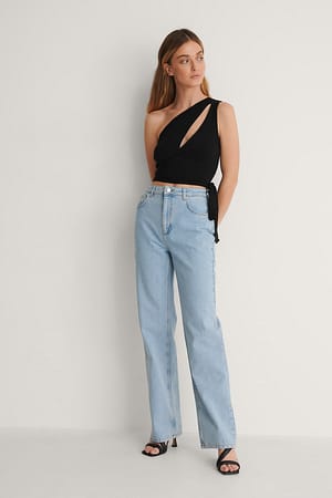 Light Blue Jean droit Light Wash
