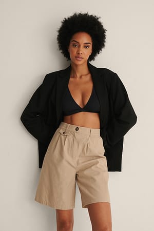 Taupe Bermudashort Van Linnenmix