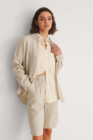 Beige Linnen bermudashort
