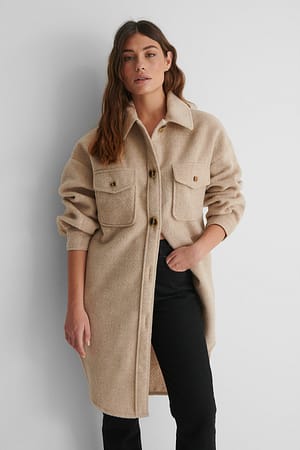 Light Beige Long Overshirt