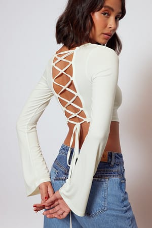 Offwhite Long Sleeve Back Strap Top