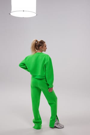 Bright Green Long Slit Sweatpants