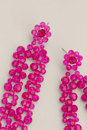 Pink Long Strass Earrings