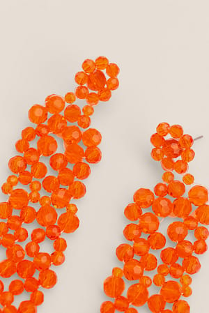 Orange Long Strass Earrings