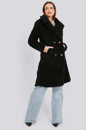 Black Long Teddy Coat