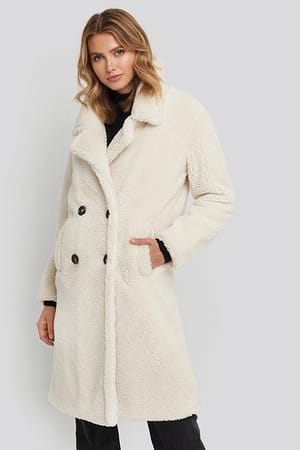Offwhite Long Teddy Coat
