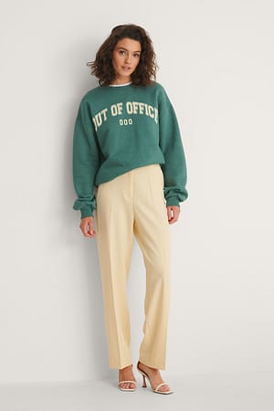 Beige Pantalon Met Losse Pasvorm
