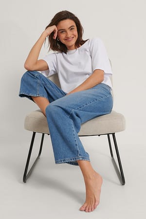 Mid Blue Loose Leg Jeans