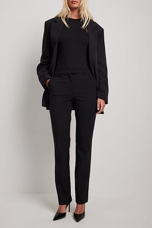 Black Low Waist Slim Suit Pants