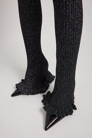 Black Lurex Knitted Wide Leg Trousers