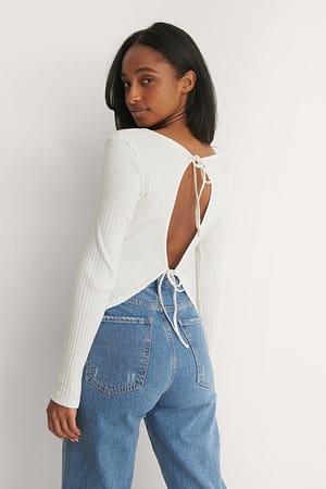 Light Beige Langermet Topp