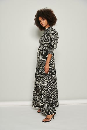 Black Print Maxi Cotton Dress