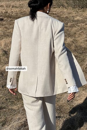 Beige Melange Regular Blazer