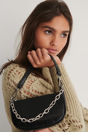 Black Baguette Tas