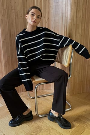 Black Mid Rise Suit Pants